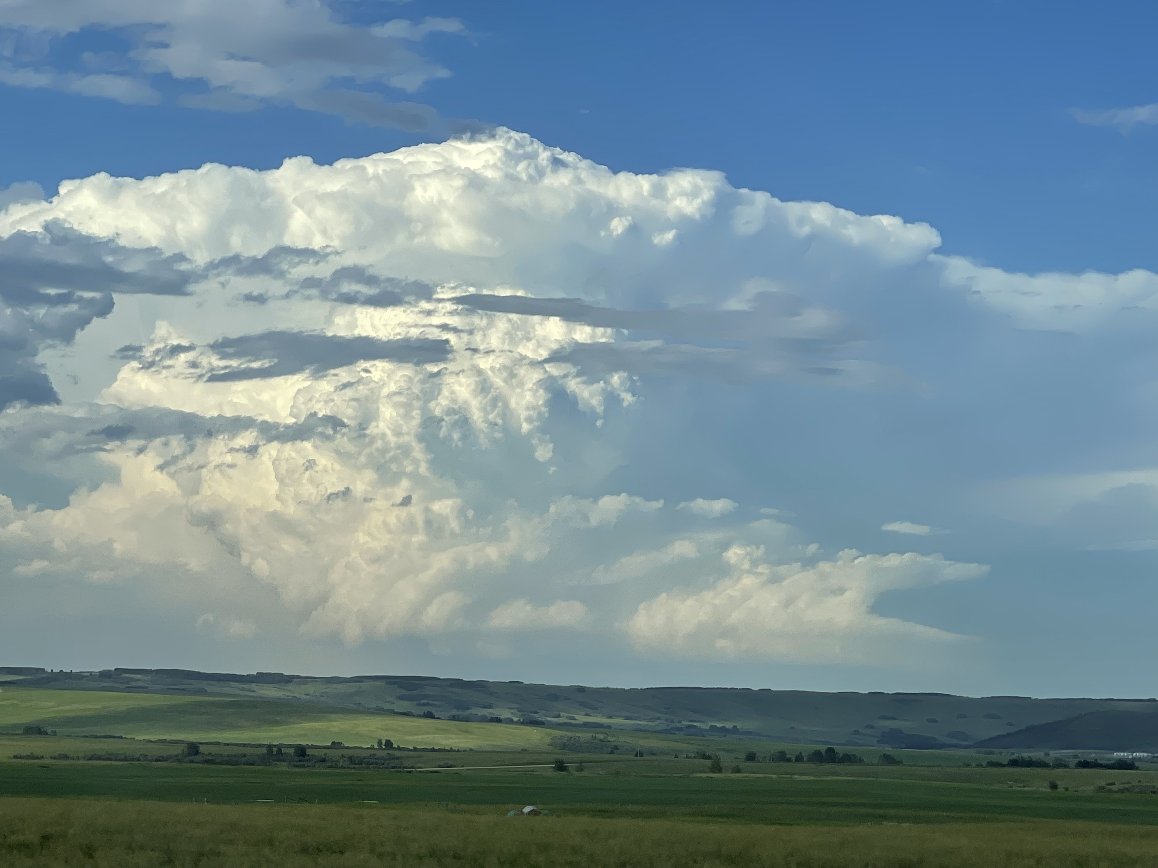 Alberta foothills supercell with overshooting top